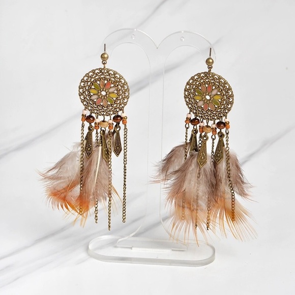 Feather Tassel Earrings - Picture 4 of 4